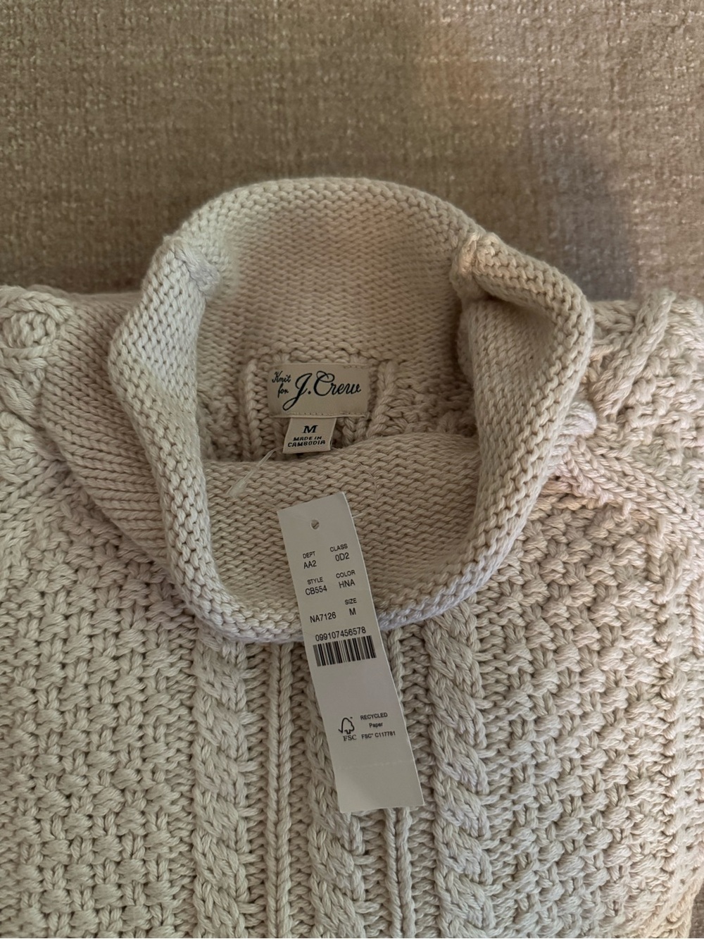 J. Crew | Sweaters | Nwt J Crew Cotton Cable Knit Rollneck Trade ...